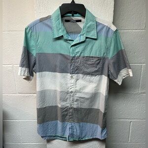 Carbon Men's Striped Shirt - Green and Gray
